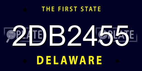 2DB2455 Delaware License Plate