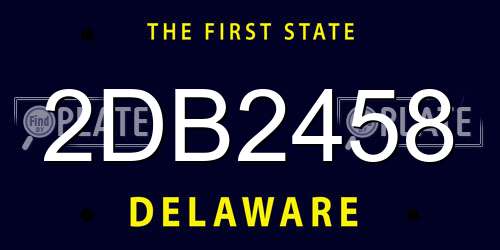 2DB2458 Delaware License Plate