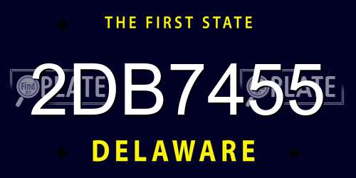 2DB7455 Delaware License Plate