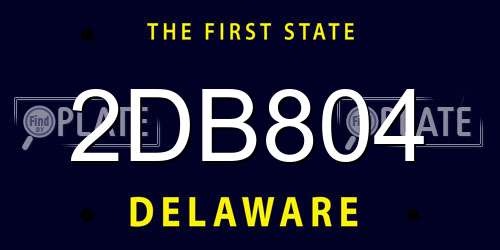 2DB804 Delaware License Plate