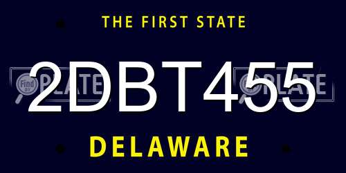 2DBT455 Delaware License Plate