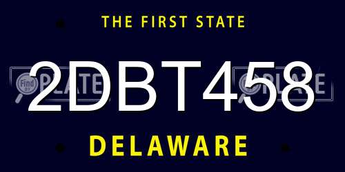 2DBT458 Delaware License Plate