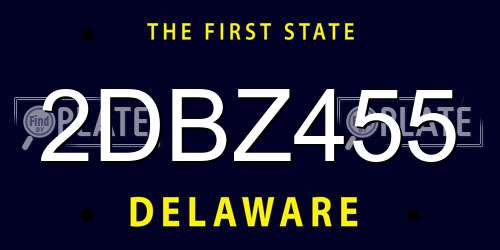 2DBZ455 Delaware License Plate