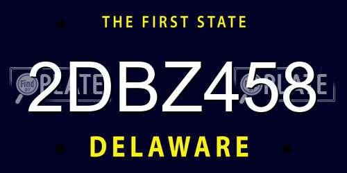 2DBZ458 Delaware License Plate