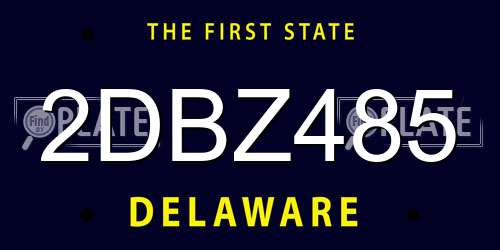 2DBZ485 Delaware License Plate