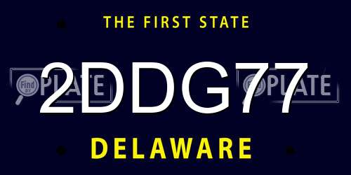 2DDG77 Delaware License Plate