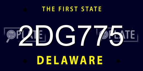 2DG775 Delaware License Plate