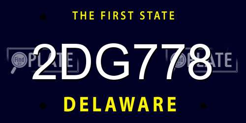 2DG778 Delaware License Plate