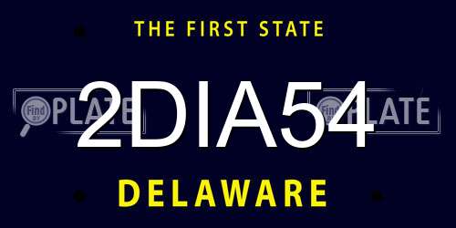 2DIA54 Delaware License Plate