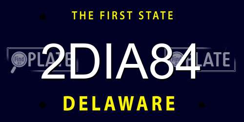 2DIA84 Delaware License Plate