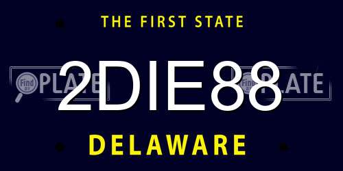 2DIE88 Delaware License Plate