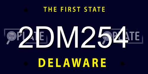 2DM254 Delaware License Plate