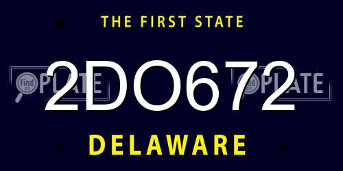2DO672 Delaware License Plate