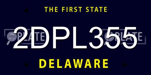 2DPL355 Delaware License Plate