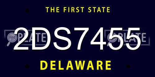 2DS7455 Delaware License Plate