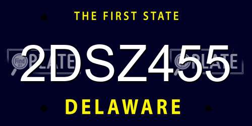 2DSZ455 Delaware License Plate