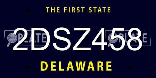 2DSZ458 Delaware License Plate