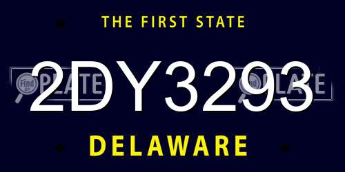 2DY3293 Delaware License Plate