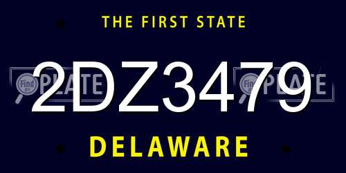 2DZ3479 Delaware License Plate