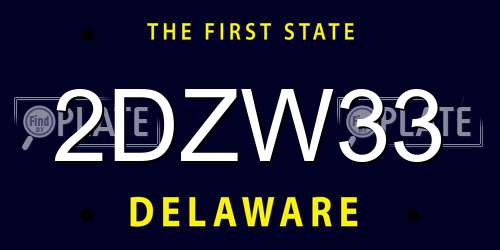 2DZW33 Delaware License Plate