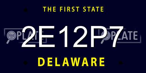 2E12P7 Delaware License Plate