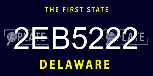 2EB5222 Delaware License Plate