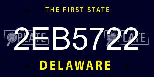 2EB5722 Delaware License Plate