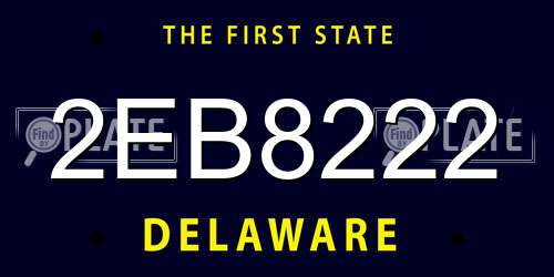2EB8222 Delaware License Plate