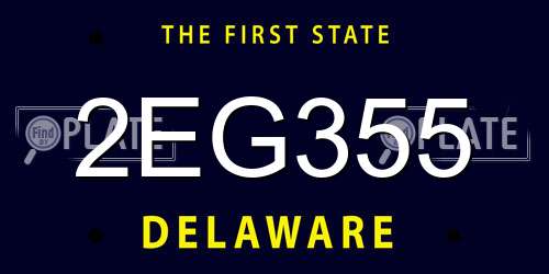 2EG355 Delaware License Plate