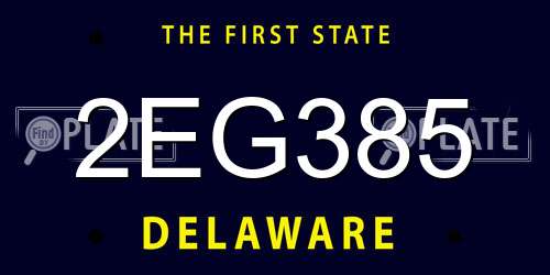 2EG385 Delaware License Plate