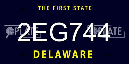2EG744 Delaware License Plate