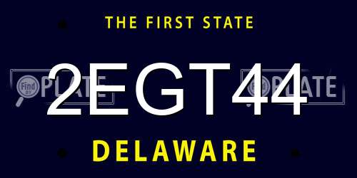 2EGT44 Delaware License Plate
