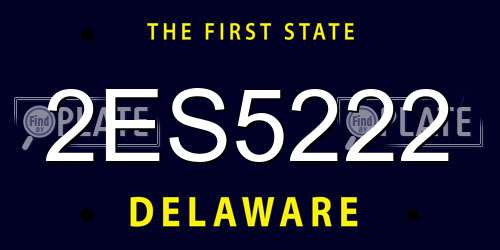 2ES5222 Delaware License Plate