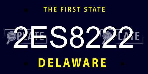 2ES8222 Delaware License Plate