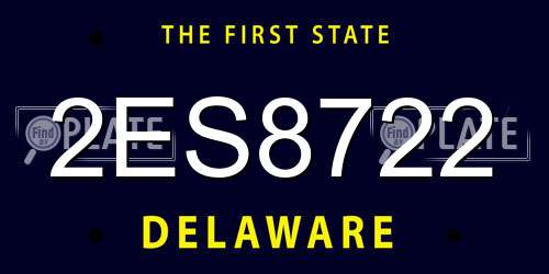 2ES8722 Delaware License Plate