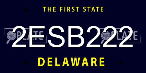 2ESB222 Delaware License Plate