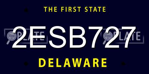 2ESB727 Delaware License Plate