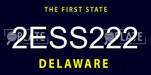 2ESS222 Delaware License Plate