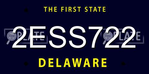 2ESS722 Delaware License Plate