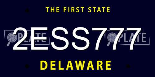 2ESS777 Delaware License Plate