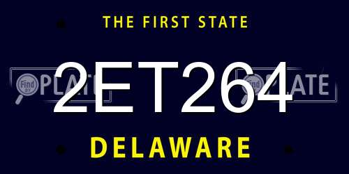 2ET264 Delaware License Plate