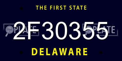 2F30355 Delaware License Plate