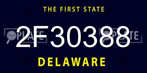 2F30388 Delaware License Plate