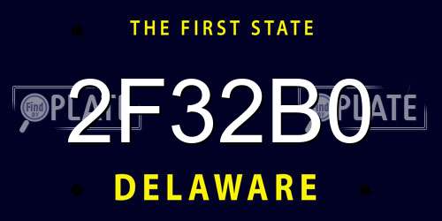 2F32B0 Delaware License Plate