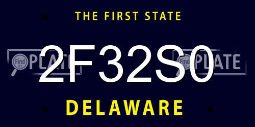 2F32S0 Delaware License Plate