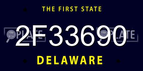 2F33690 Delaware License Plate
