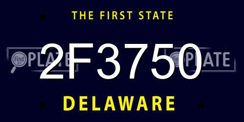 2F3750 Delaware License Plate