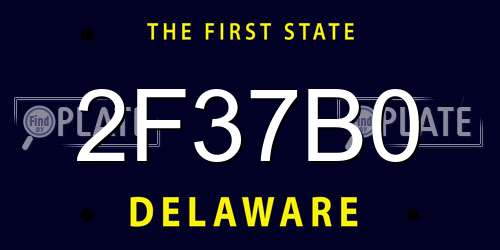 2F37B0 Delaware License Plate