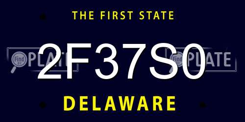 2F37S0 Delaware License Plate