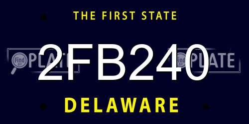 2FB240 Delaware License Plate